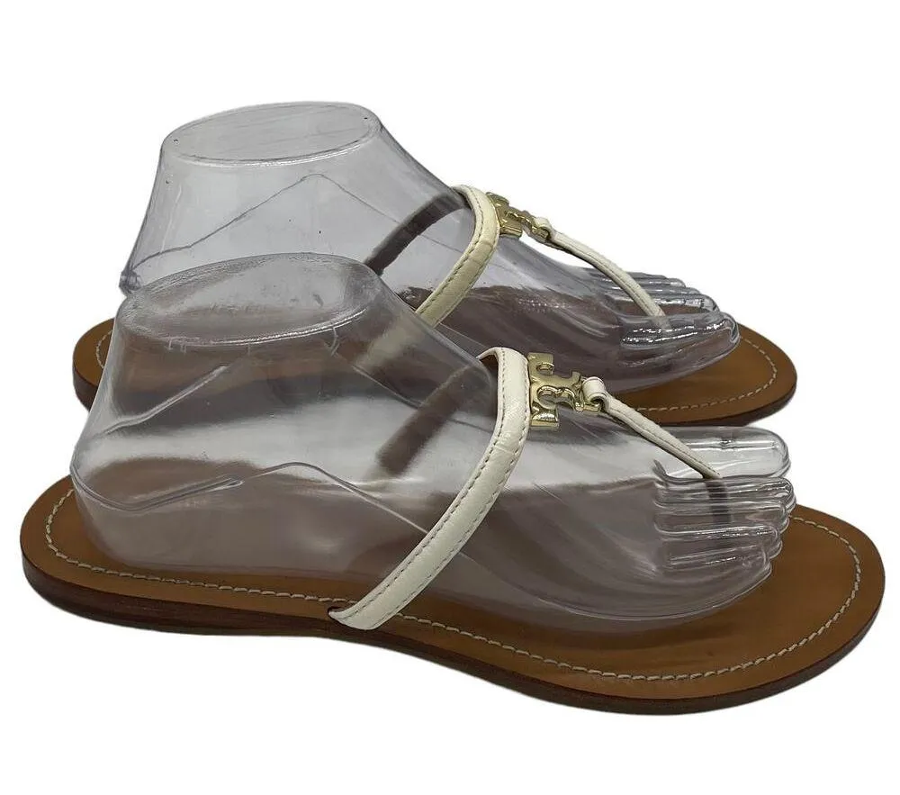 Tory Burch 'T' Logo Leather Thong Sandal - White - 9 - Image 5