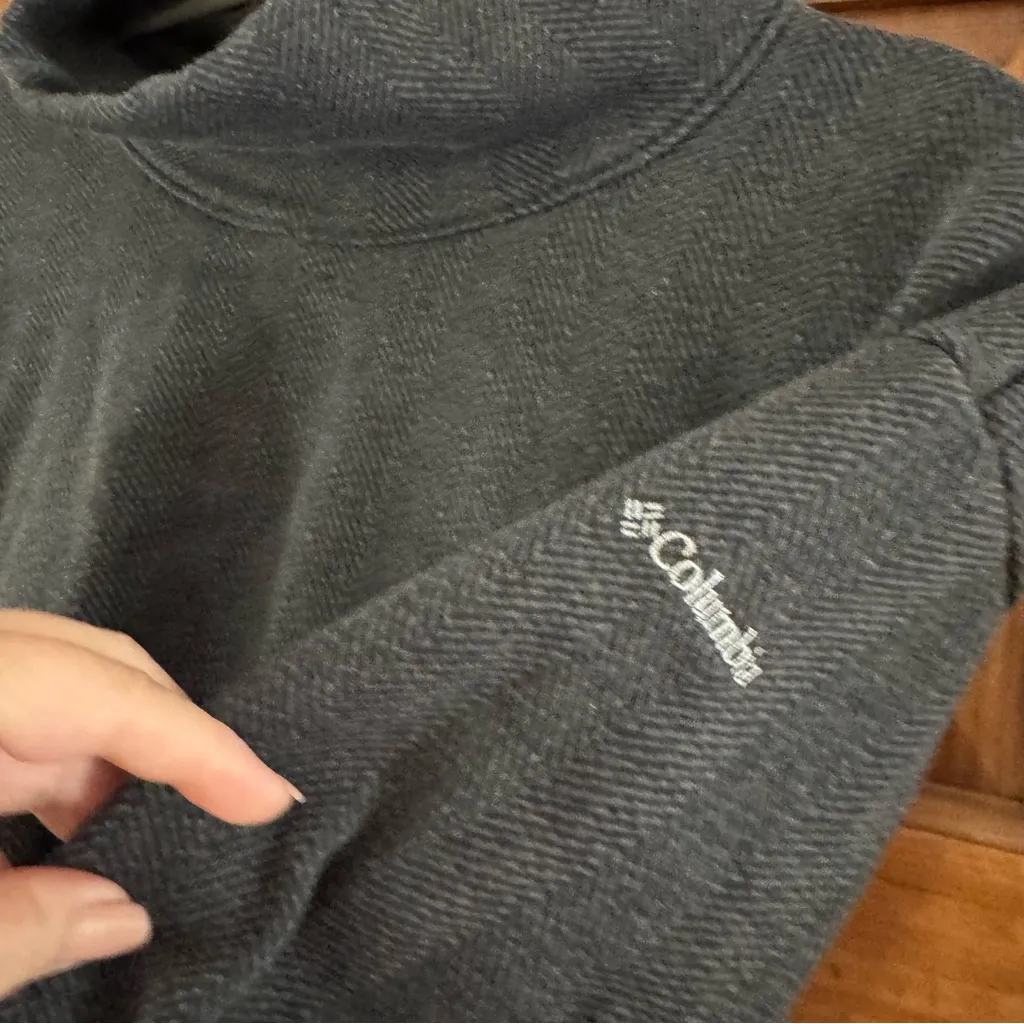 Columbia Lodge Funnel Pullover Sweatshirt Women’s Medium Black Charcoal Pockets - Image 2