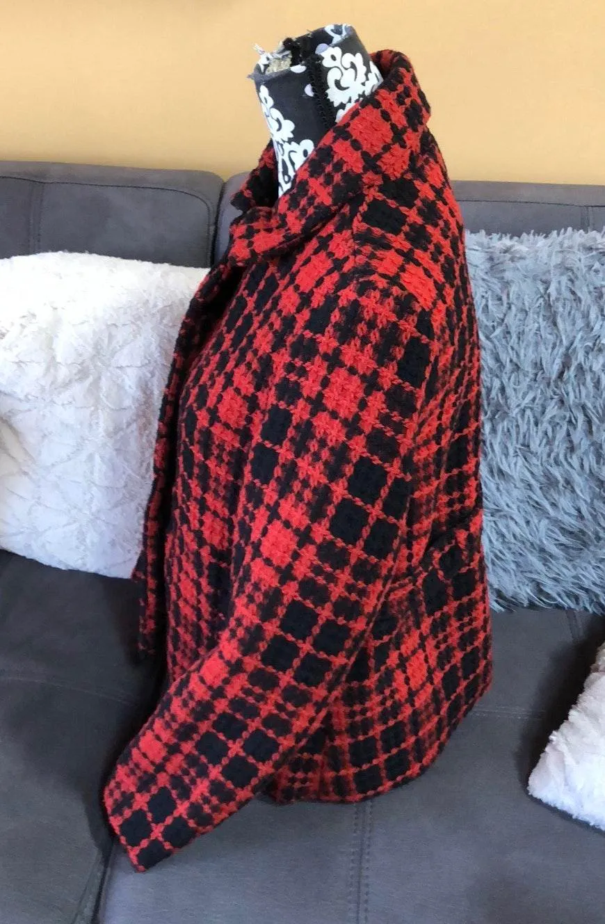 Red and Black 3 button Coat Size S - Image 2