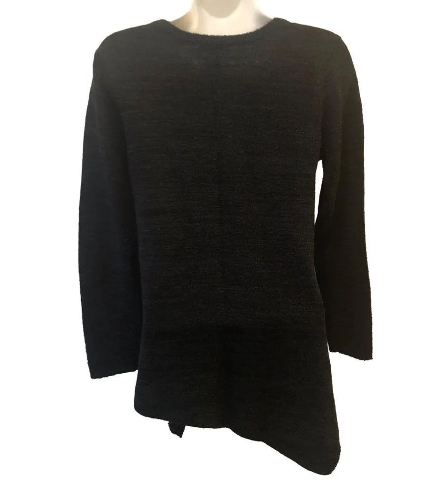 Soft Surroundings Raku Green Asymmetrical Woven Striped Hem Tunic Sweater XS - Image 5