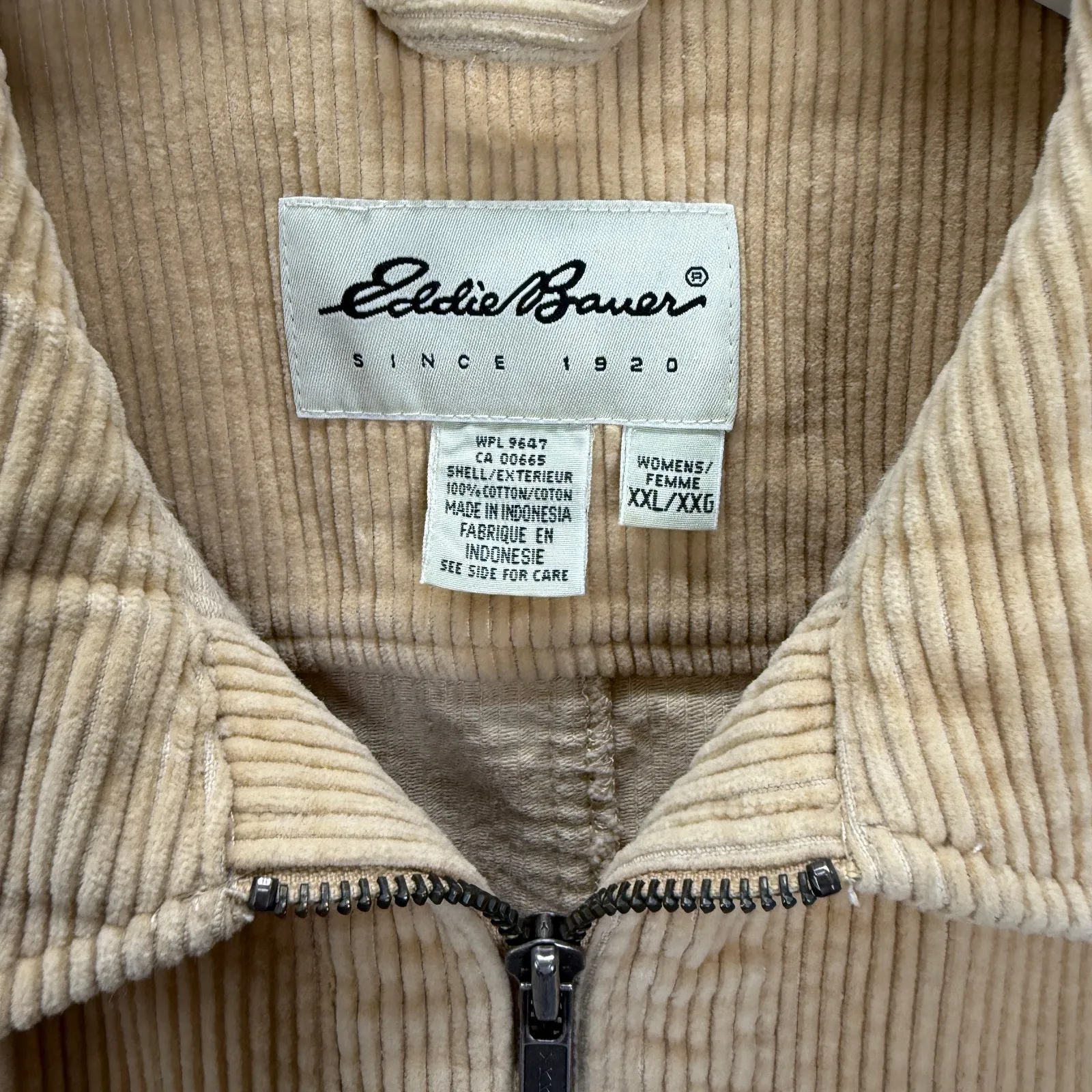 Eddie Bauer Womens Zip Corduroy Vest Size XXL Beige Pockets Western Vintage - Image 4