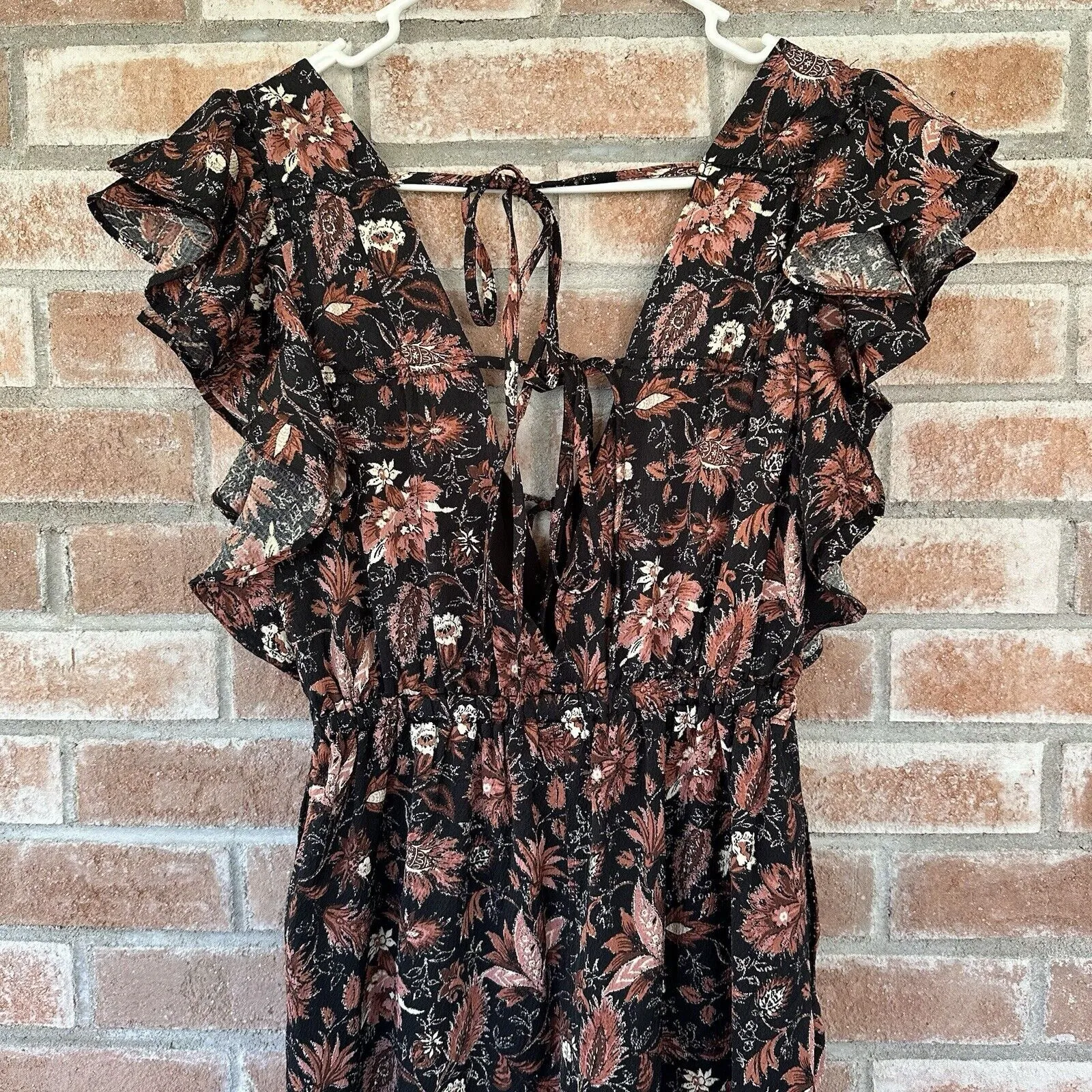 NWT Madewell Ruffled Jumpsuit Fall Floral Small Wide Leg Small - Image 6