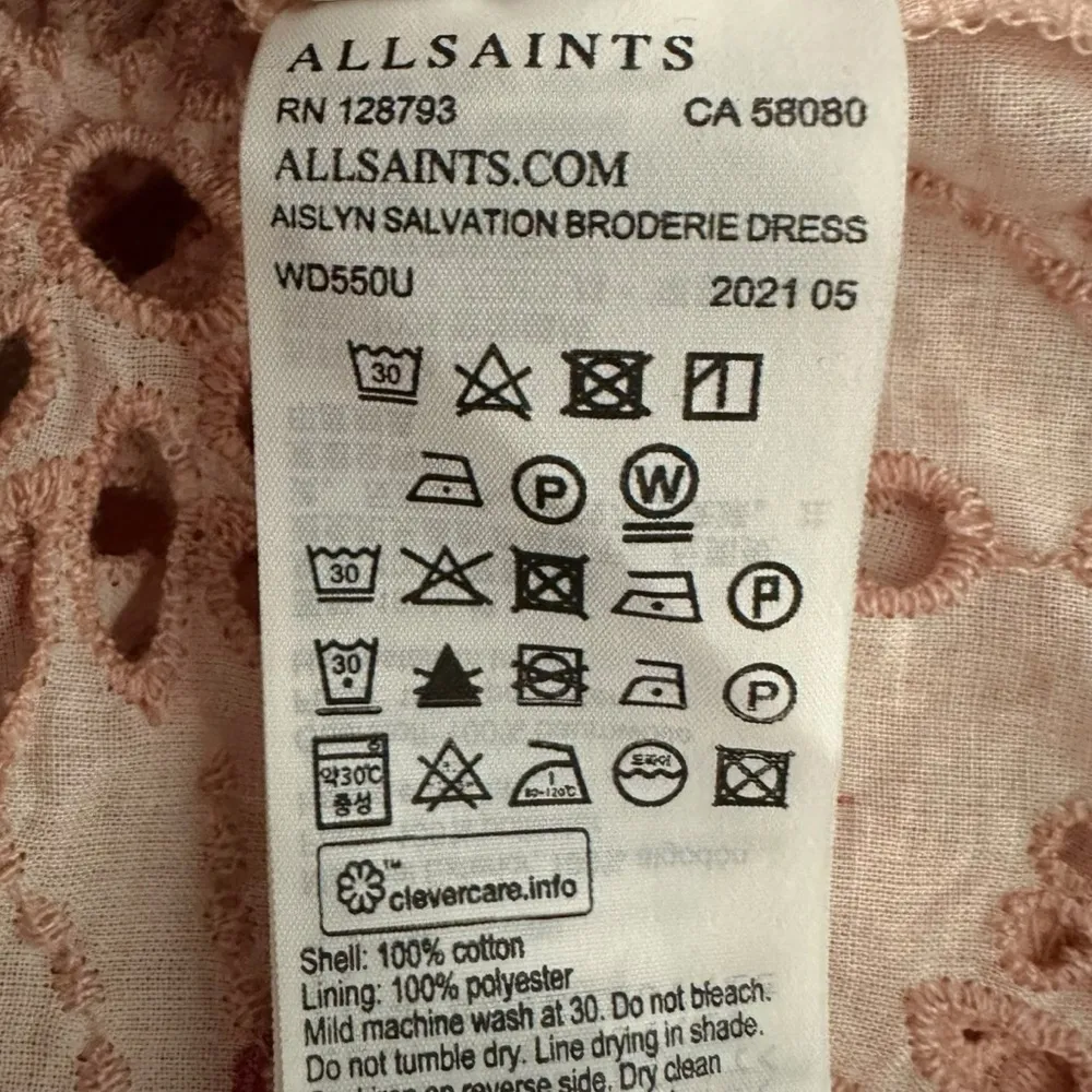 ALLSAINTS Victorian Aislyn Salvation Broderie Dress Size 8 Printed Floral Bird - Image 12