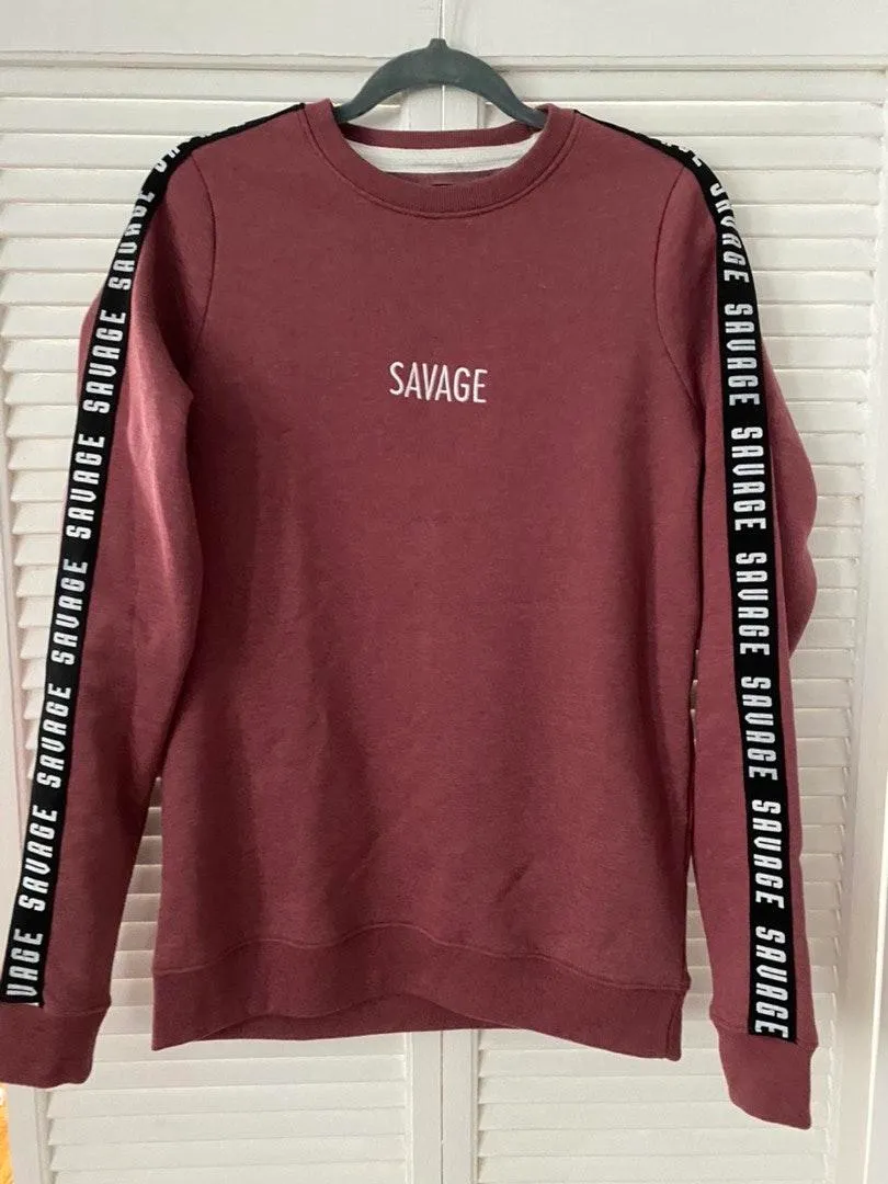 “Savage” Crewneck Sweatshirt Red - Image 2