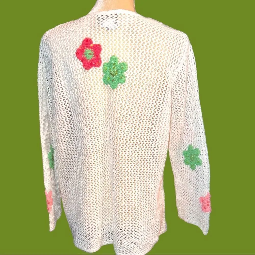Breckinridge absolutely gorgeous white crochet cardigan with pretty embr… - Image 7