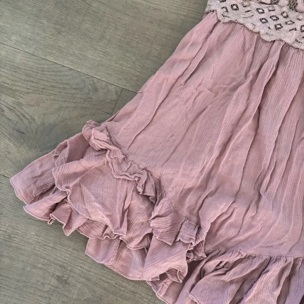 free people fp one adella rose crochet ruffle mini dress - Image 4