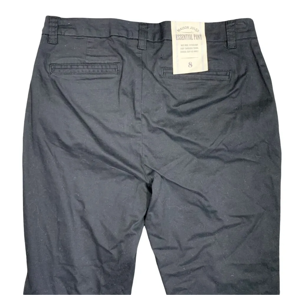 Maison Jules Womens Crop Capri Dress Pants Essential Mid Rise Black Size 8 - Image 5