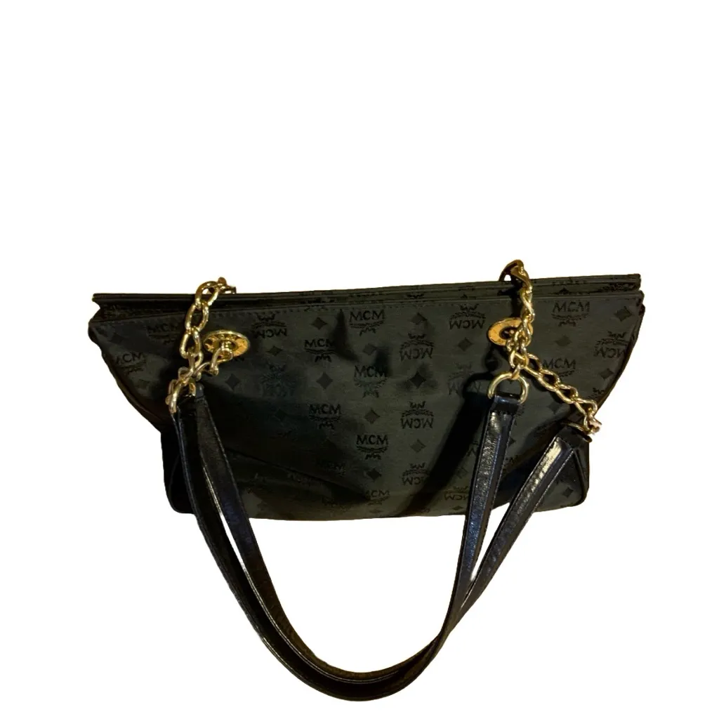 MCM SHOULDER BAG IN BLACK MONOGRAM VISETOS NYLON JACQUARD & LEATHER TOTE - Image 7