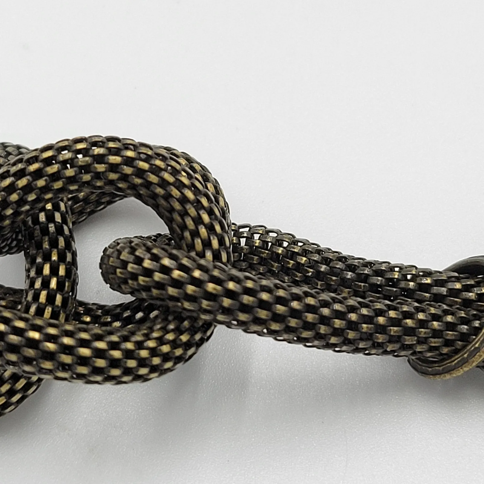 Vintage‎ Volcom Bracelet Gray Gun Metal Mesh Round Rope Knot Chain Link Chunky - Image 7