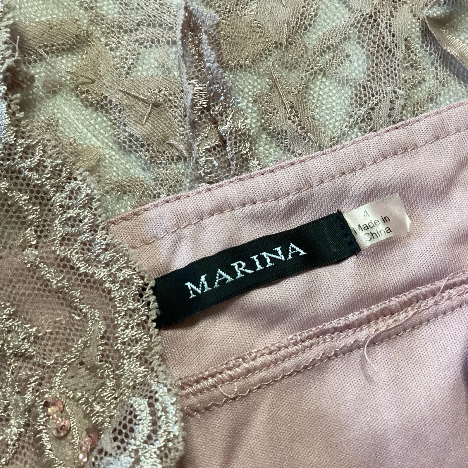 Marina Tiered Lace Dress Pink Size 4 - Image 6