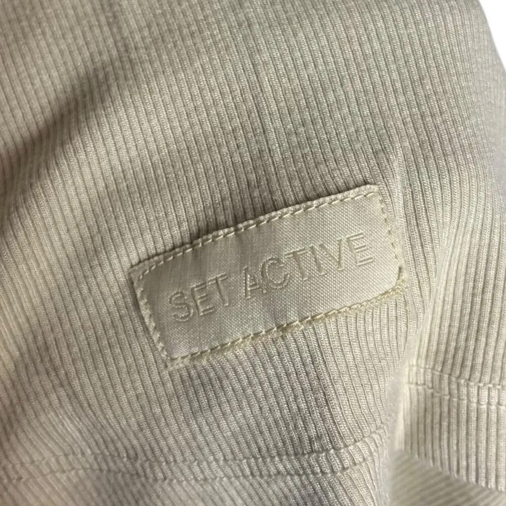 Set Active Women's L Form Tank Ribbed Modal Tan Beige Casual Loungewear Lounge - Image 2