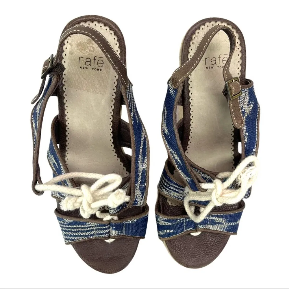 Rafe New York Espadrille Wedges Platform Sandals Blue Tribal Print Size 7 - Image 10