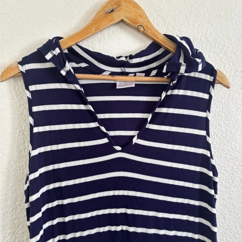 Blue and White Nautical Stripe Swim Coverup Size M - Image 3