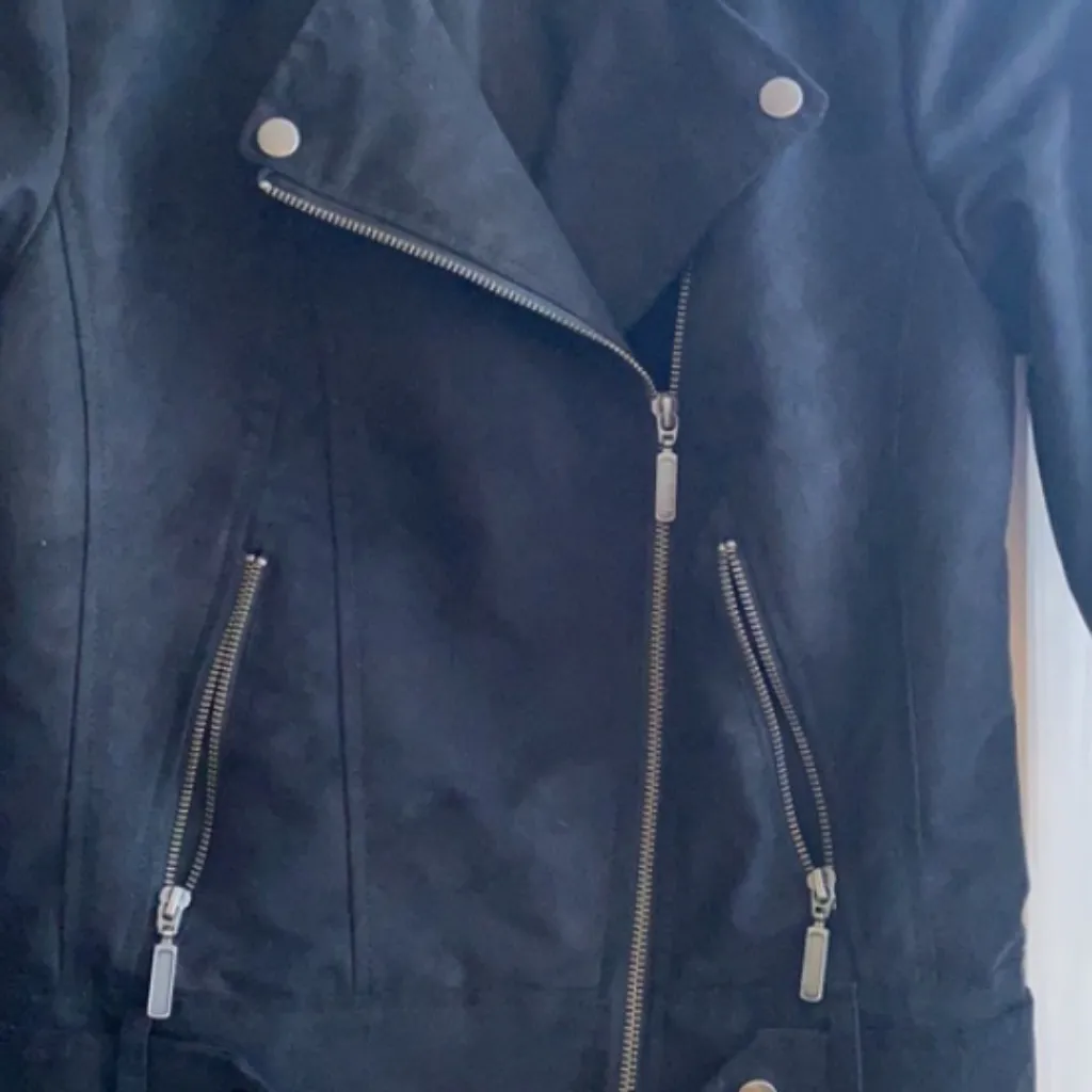 Womens Free Press Faux Suede Moto Jacket in black sz xs NWOT - Image 4