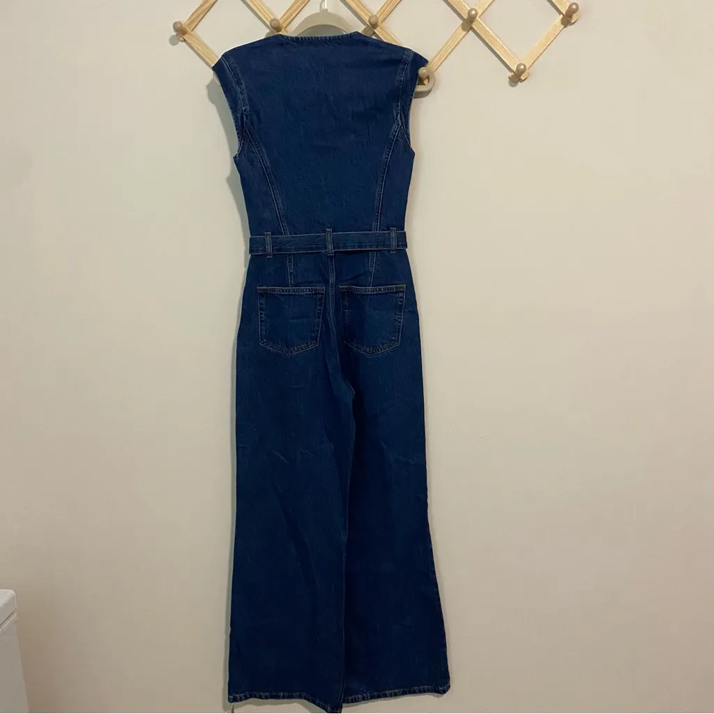 NWT Reformation Calypso Wide Leg Denim Jumpsuit size 0 - Image 12