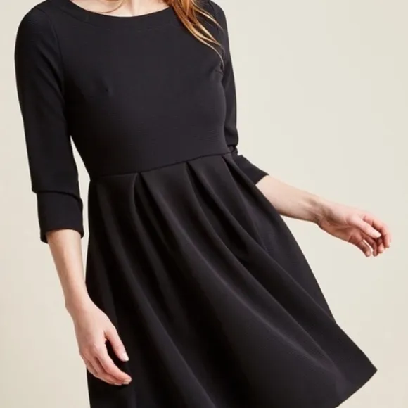 Fervour Black Pleated Waist Fit and Flare Dress Size XS - $32 - From thrift Fervour Black Pleated Waist Fit and Flare Dress Size XS - $32 - From thrift