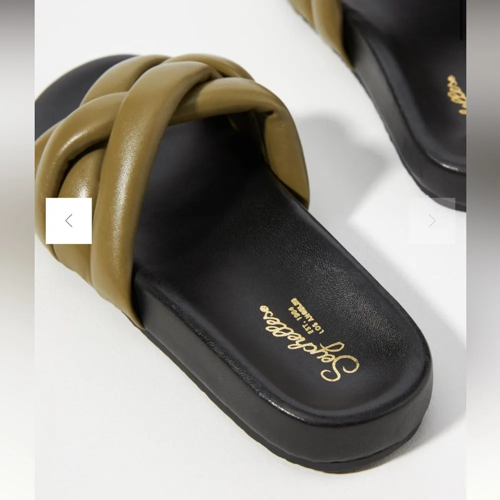 SEYCHELLES Anthropologie low key glow up sandals Slide Olive/Black Size 10 NWOT - Image 2