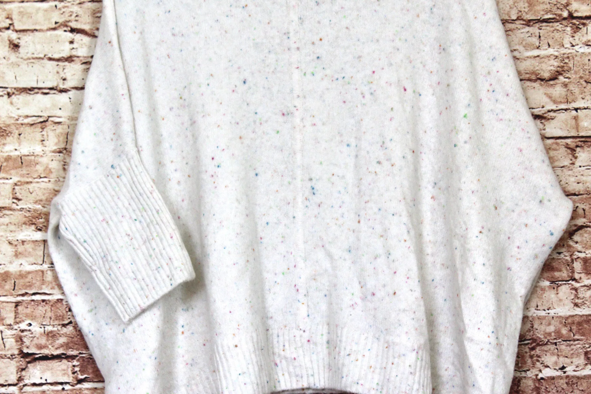 Loft | White Flecked Turtleneck Poncho Sweater - Image 6