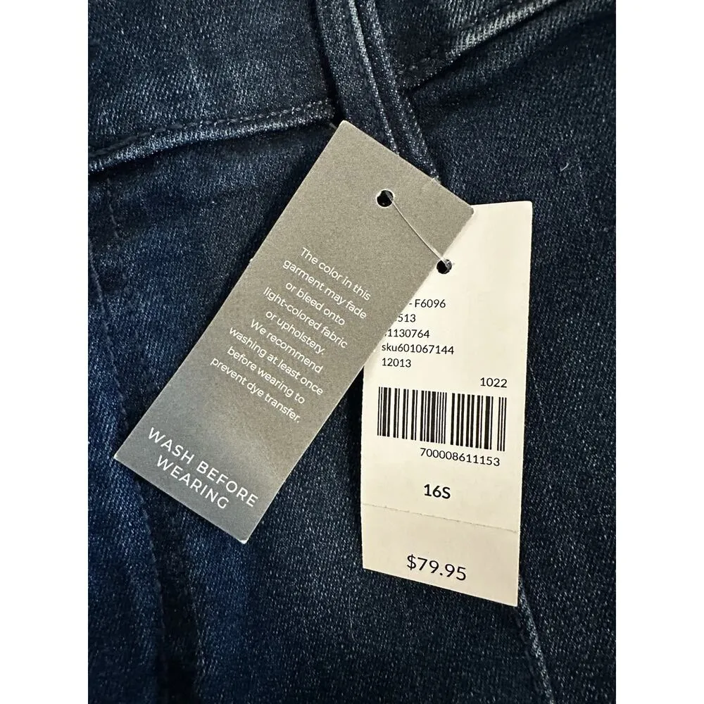 New Lane Bryant Signature Fit Wide Leg High Rise 16 S Denim Dark Blue Jeans NWT - Image 4