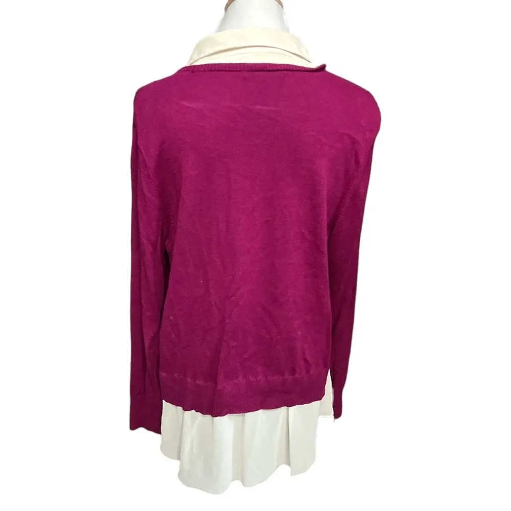 DKNYC Lightweight Layered Look Sweater Magenta Size XXL - Image 2
