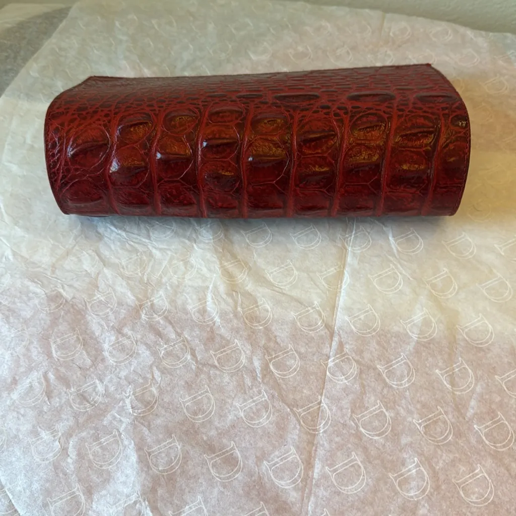 Veari genuine alligator crocodile envelope clutch black & the red one - Image 11