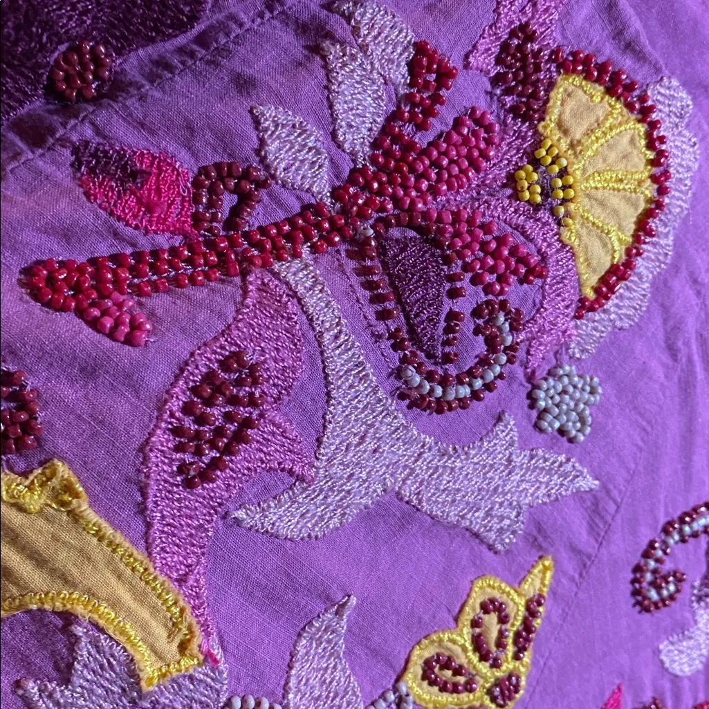 Anthropologie Magenta Dress with Embroidered Details - Image 9