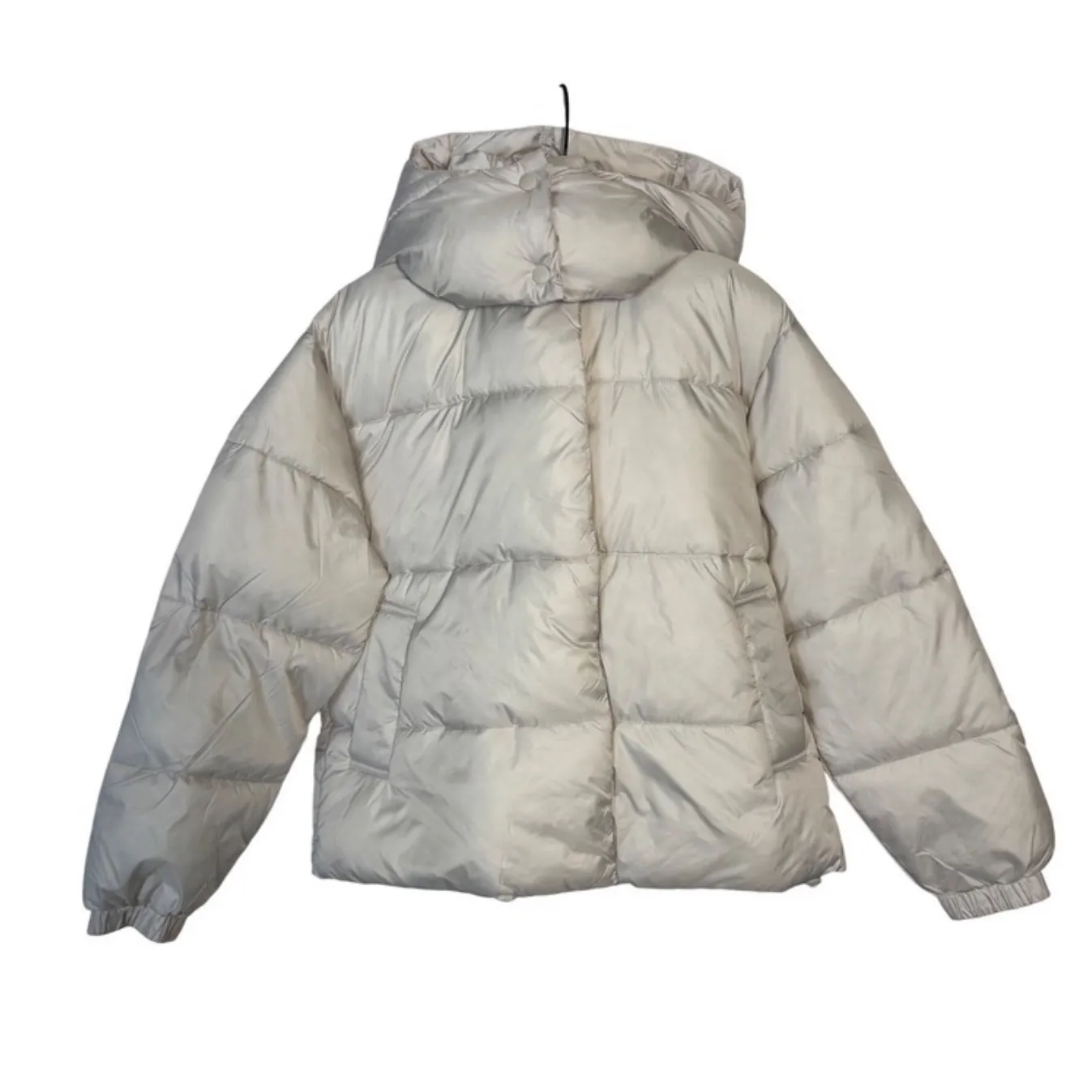 NVLT Womens XL TG Puffer Jacket Winter Warm Quilted Hooded Ivory White Gray - Image 8