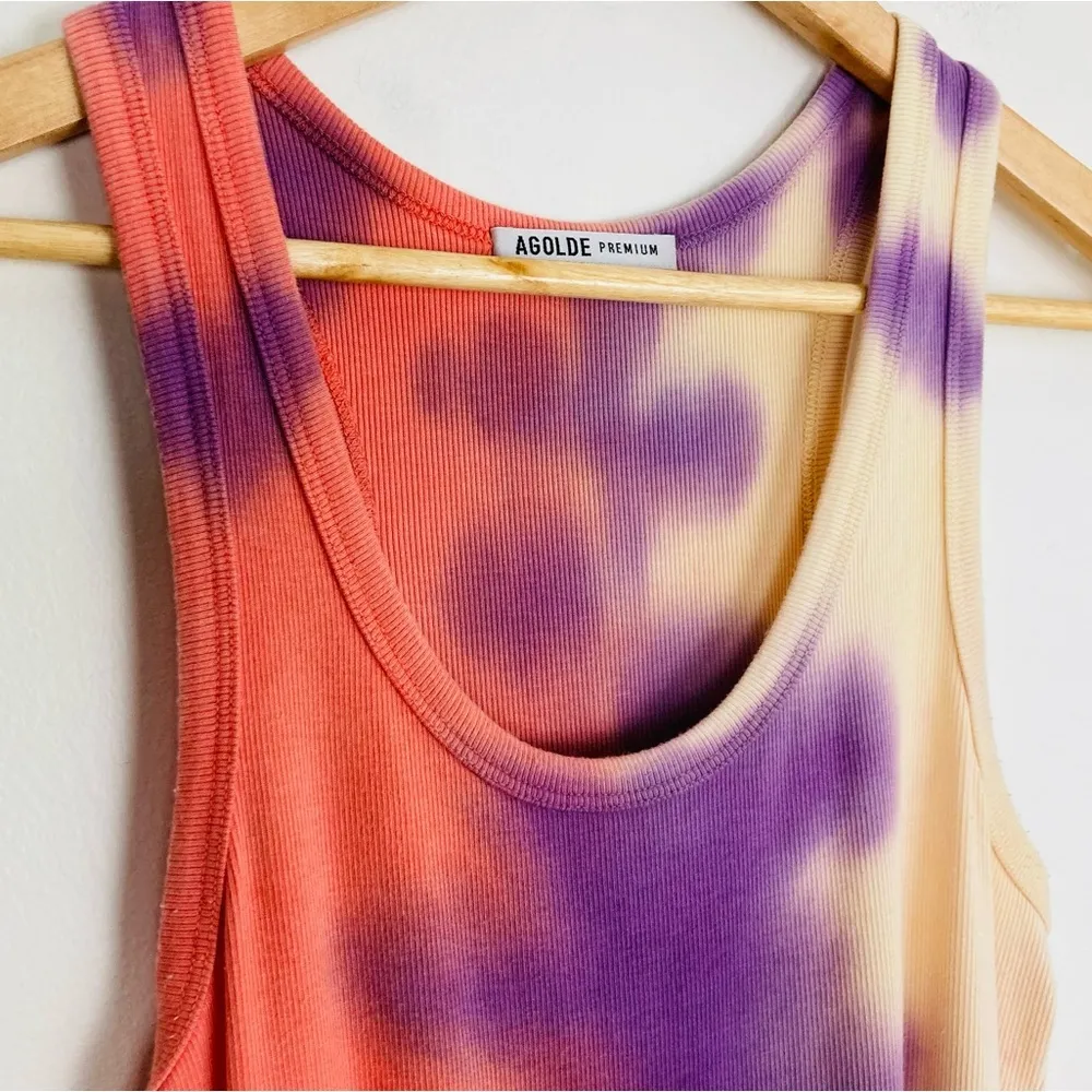 AGOLDE Revolve orange purple and yellow ribbed scoop next tank body suit. S - Image 4
