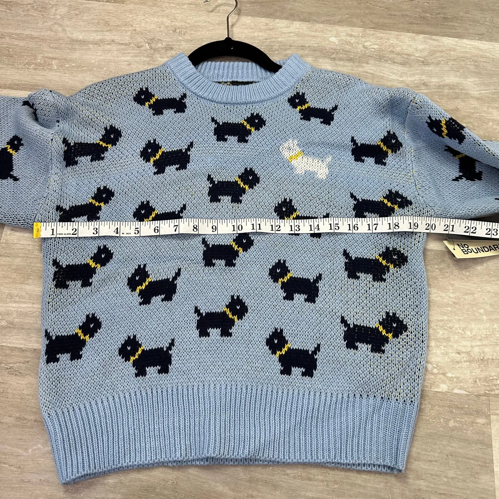 NEW Stranger Things Season 5 Erica Scottie Dog Sweater Small Blue No Boundaries - Image 12