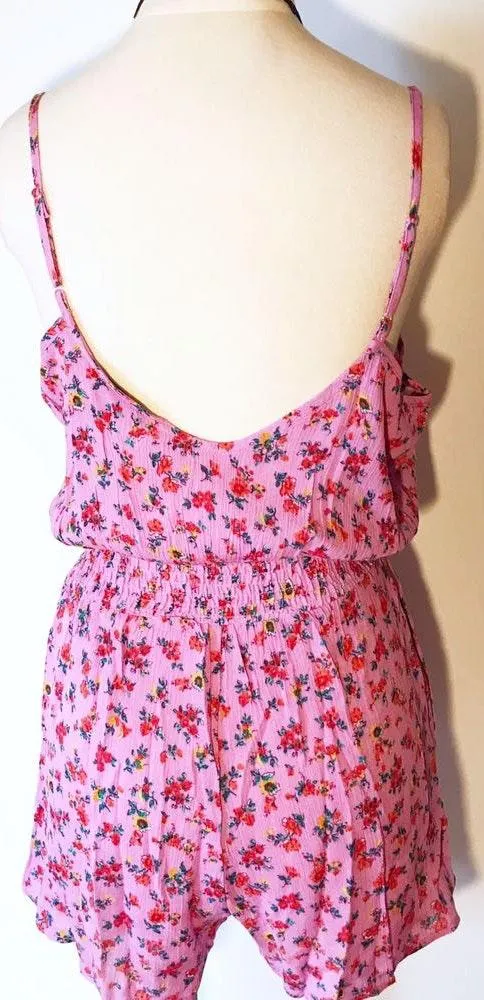 Floral Pockets Boho Romper Pink Size M - Image 5