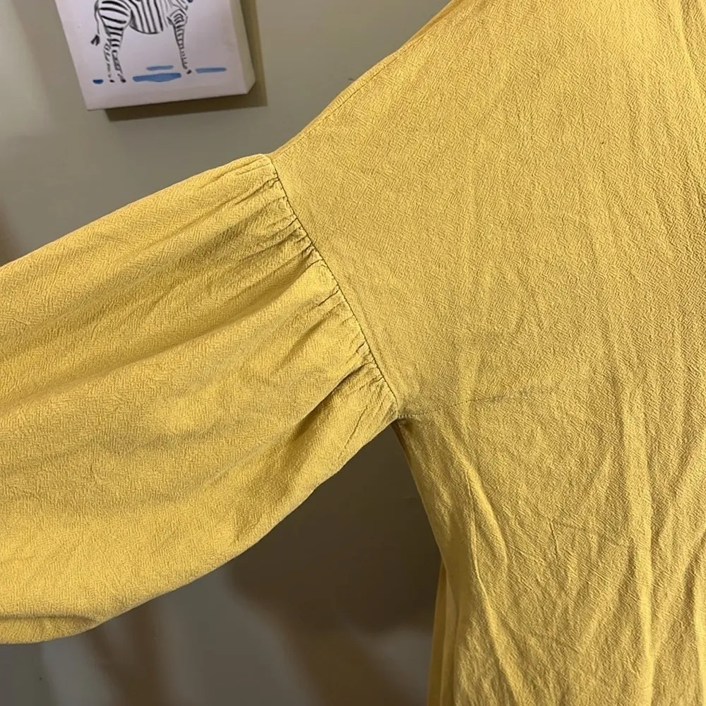 Margo Baridon Relaxed midi dress Yellow puff sleeve button down dress size large - Image 12