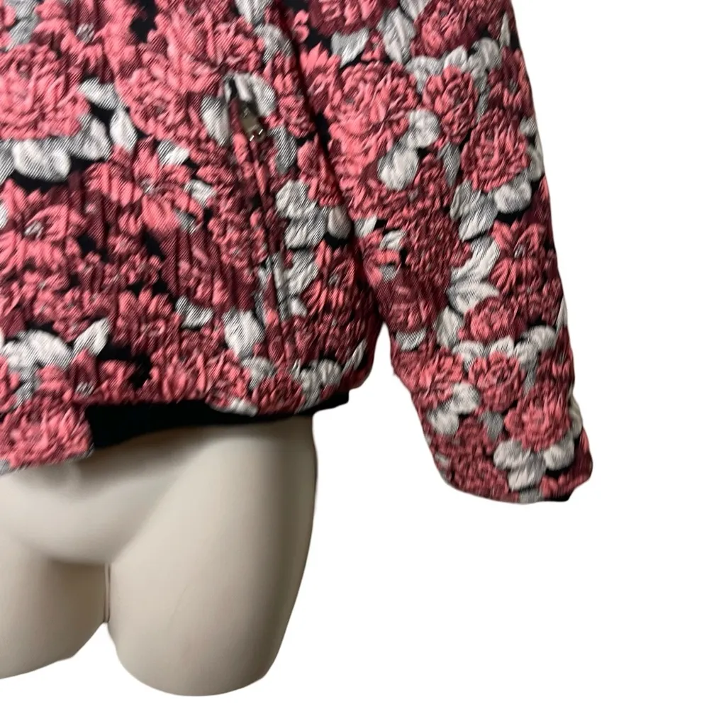 Sandro Jaquard EVORA FLORAL-PRINT CROPPED BOMBER JACKET IN PINK sz 0 US XS - Image 7