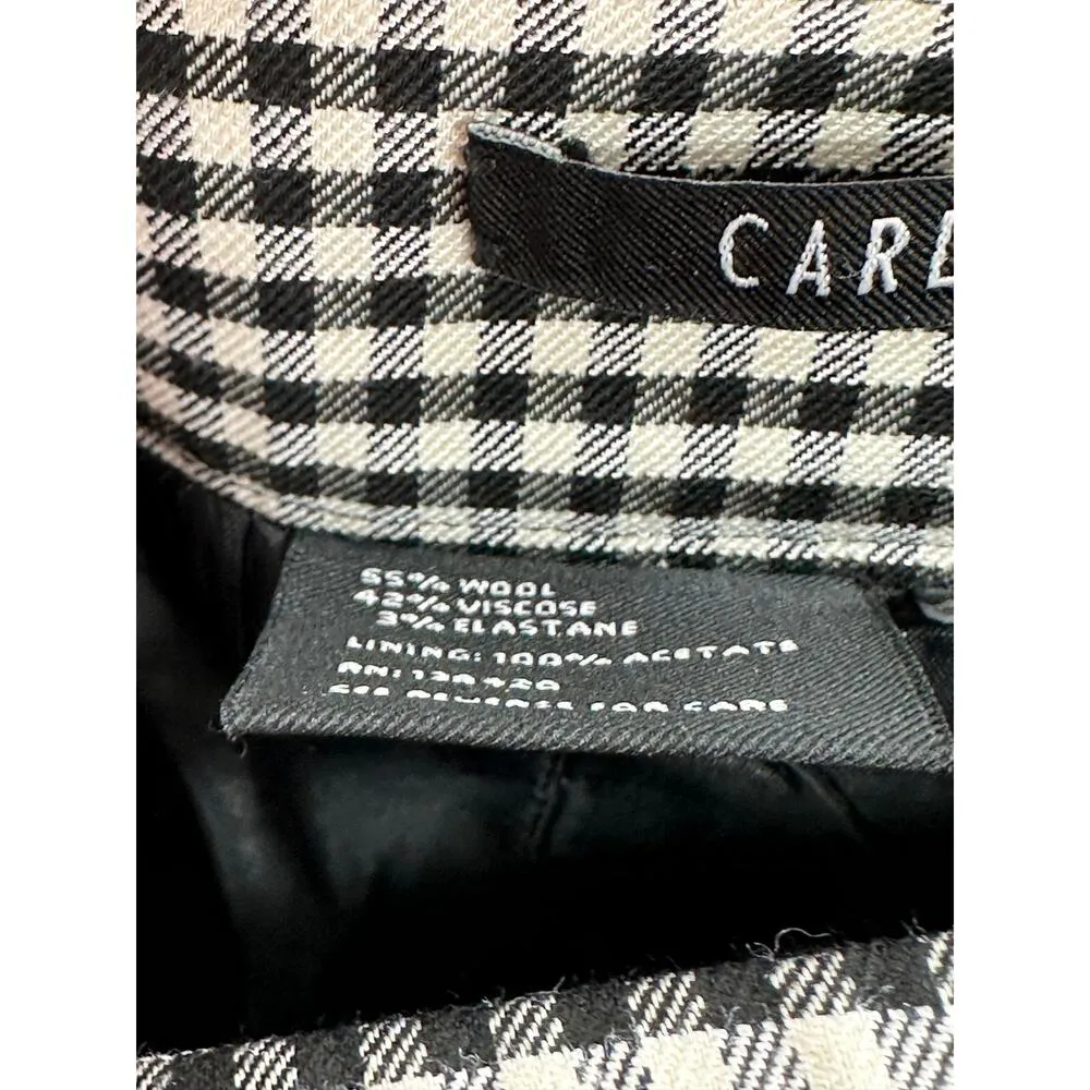 Carlisle Pants Women 14 Black Cream Checkered Wool Blend Hidden Side Zip - Image 6