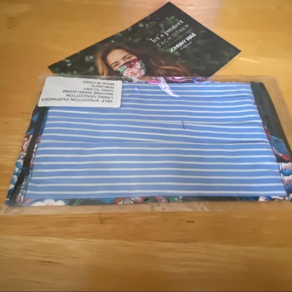 Johnny Was Navy Floral Face Mask - Image 4