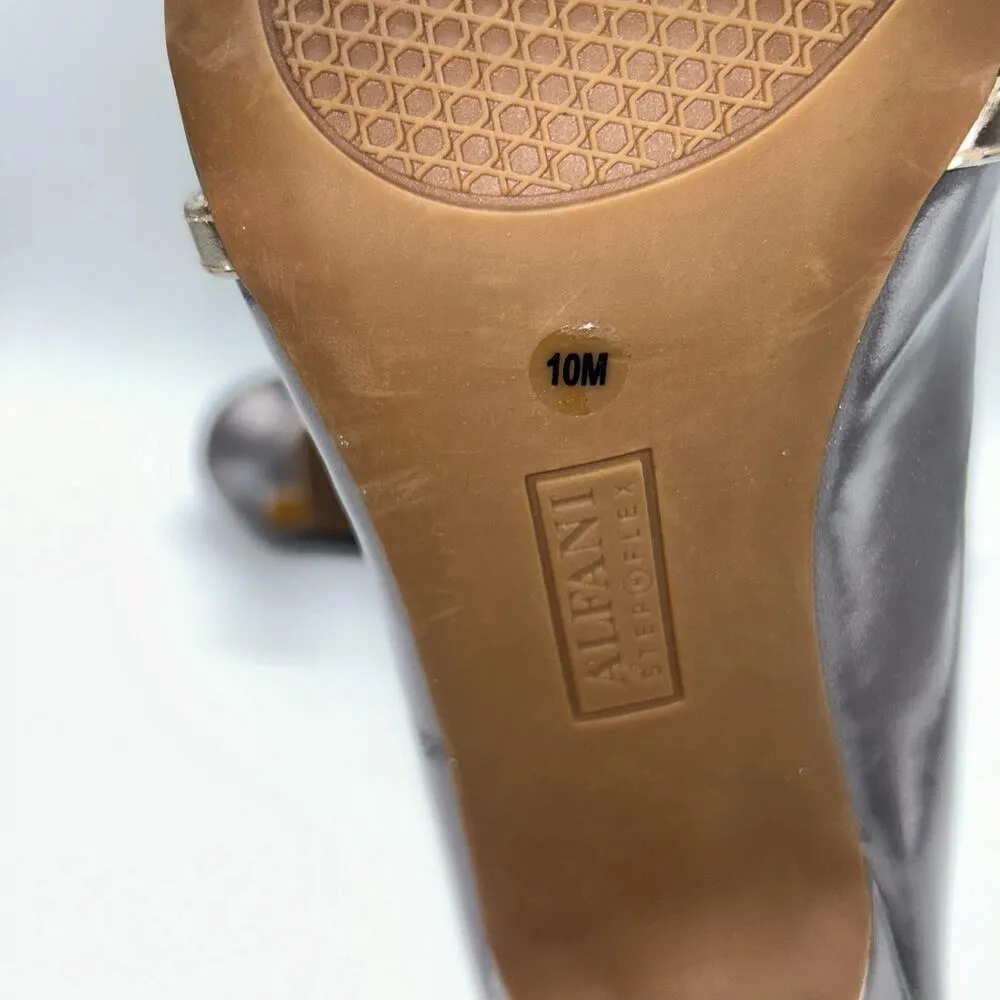 Alfani Step‎ N Flex Heels Womens 10M Dark Pewter Gold Straps Siennahp Pumps NEW - Image 12