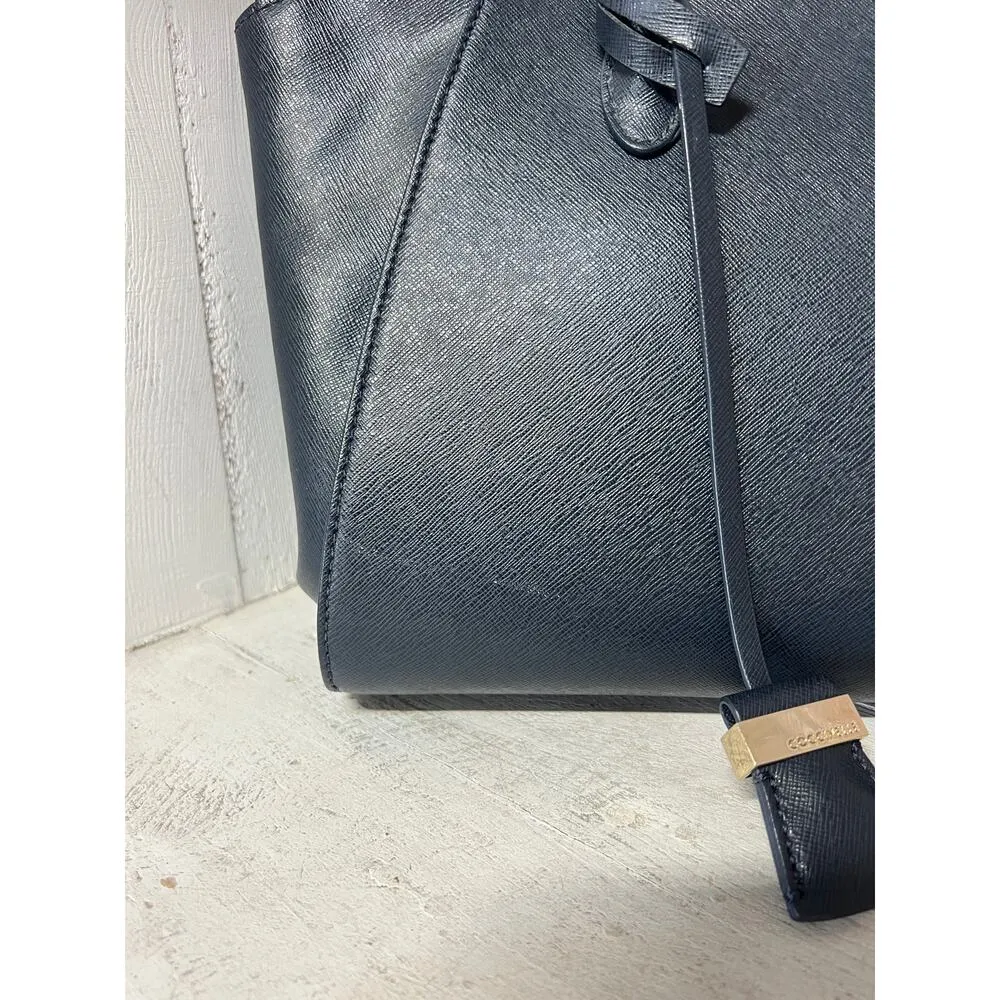 Coccinelle Leather Large Double Top Handle Shoulder Tote Handbag Navy Blue - Image 2