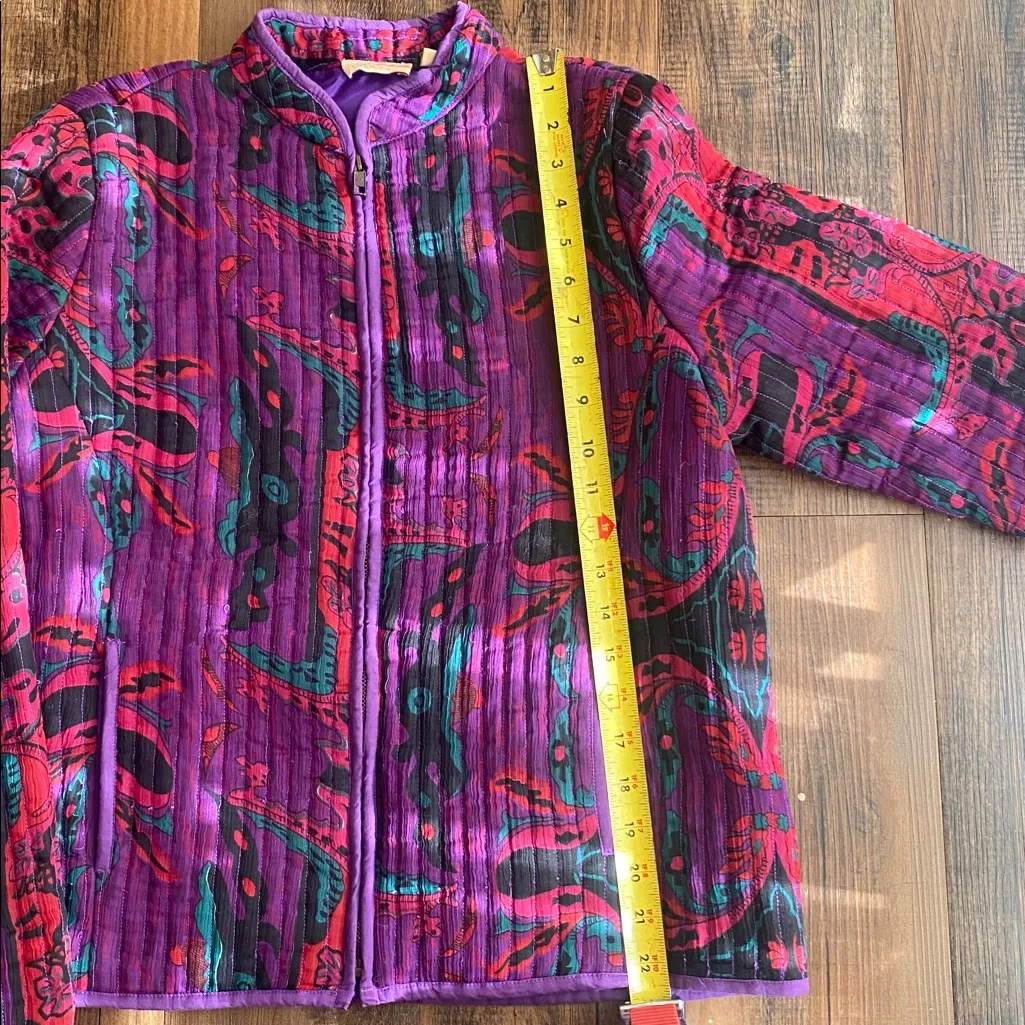 Choices Multicolor Quilted Jacket Purple Size M - Image 9