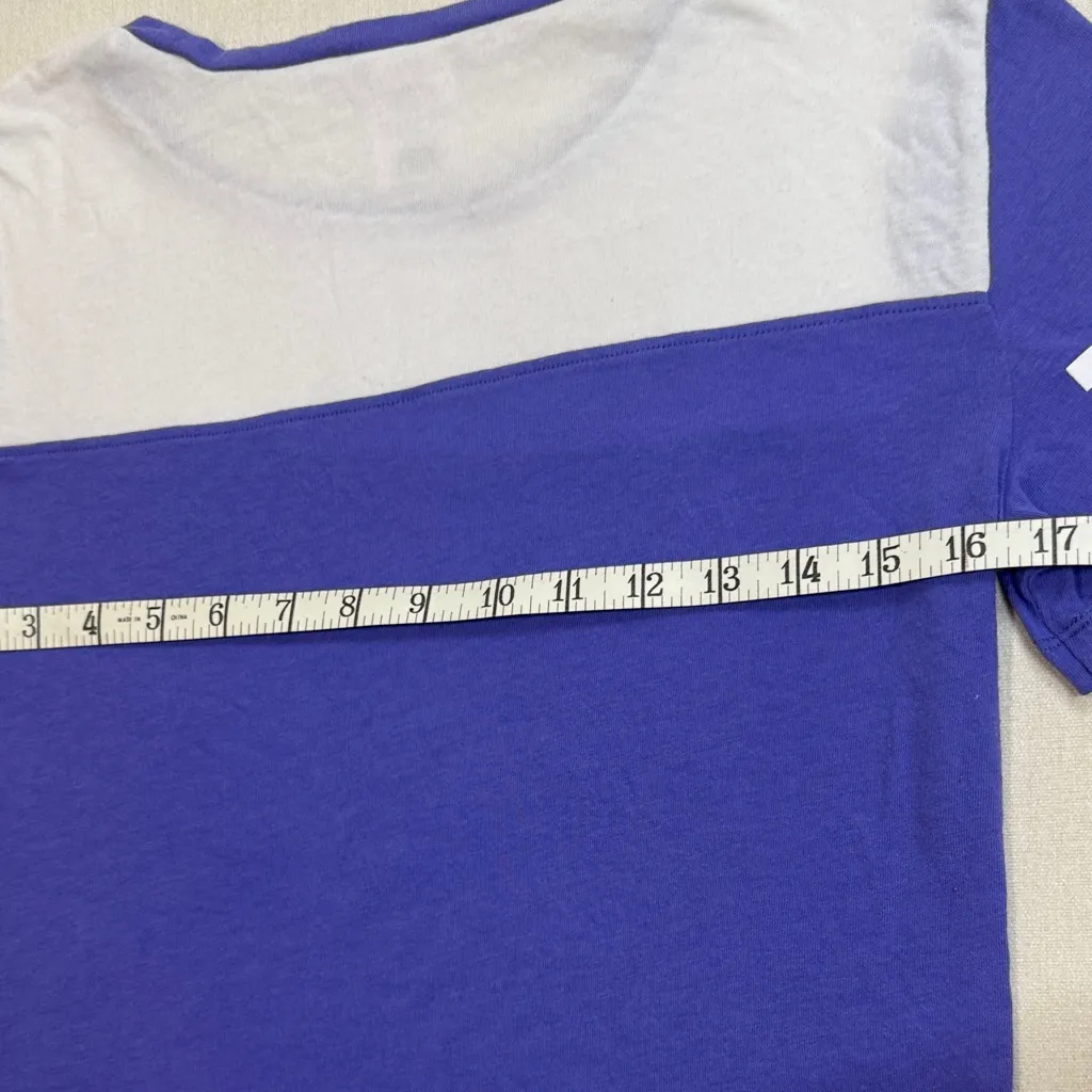 PINK Victoria's Secret Purple and White Short Sleeve Tee - Image 4