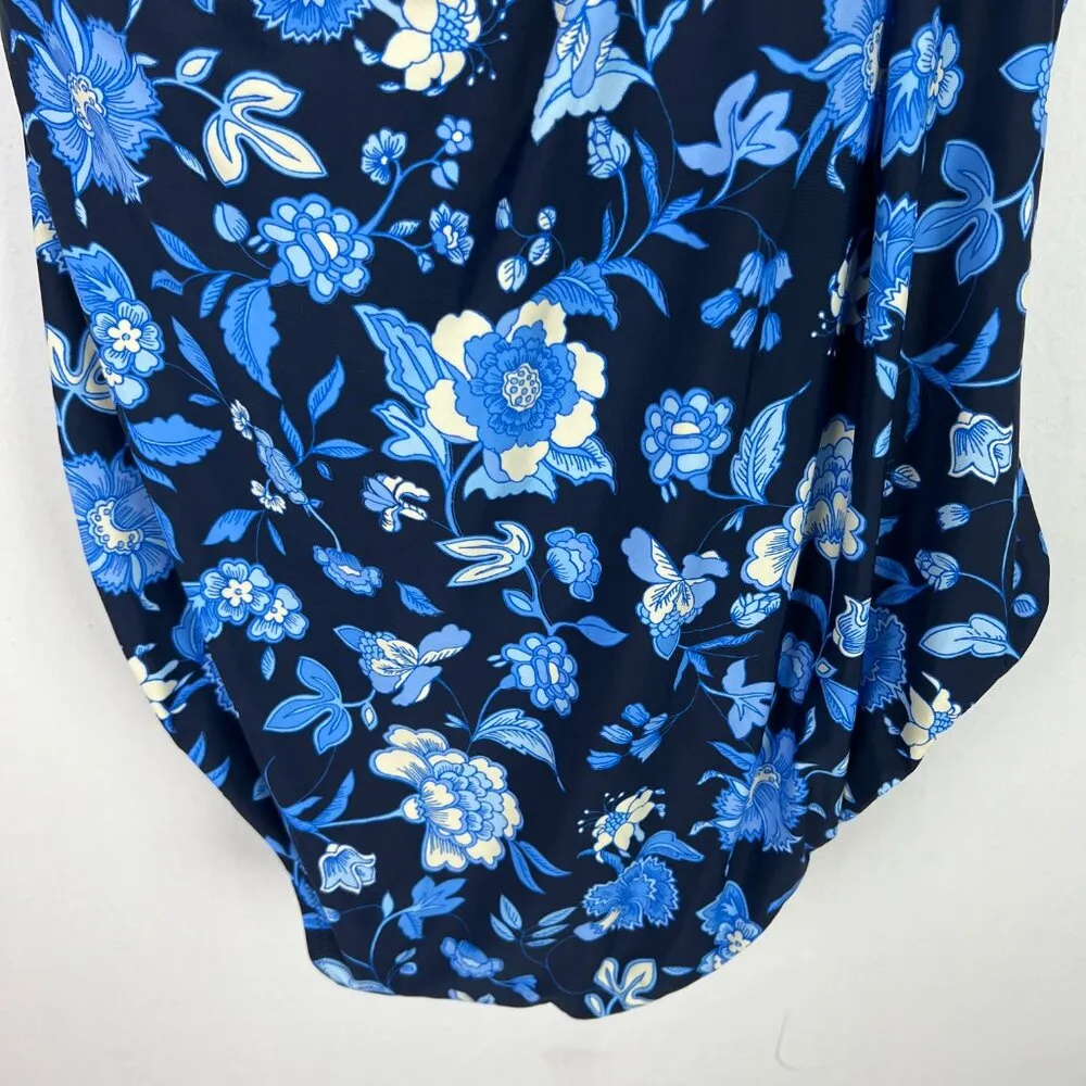 NWT J. Crew Ruched One-Shoulder One-Piece Swimsuit Midnight-Blue Floral Size 24 - Image 11