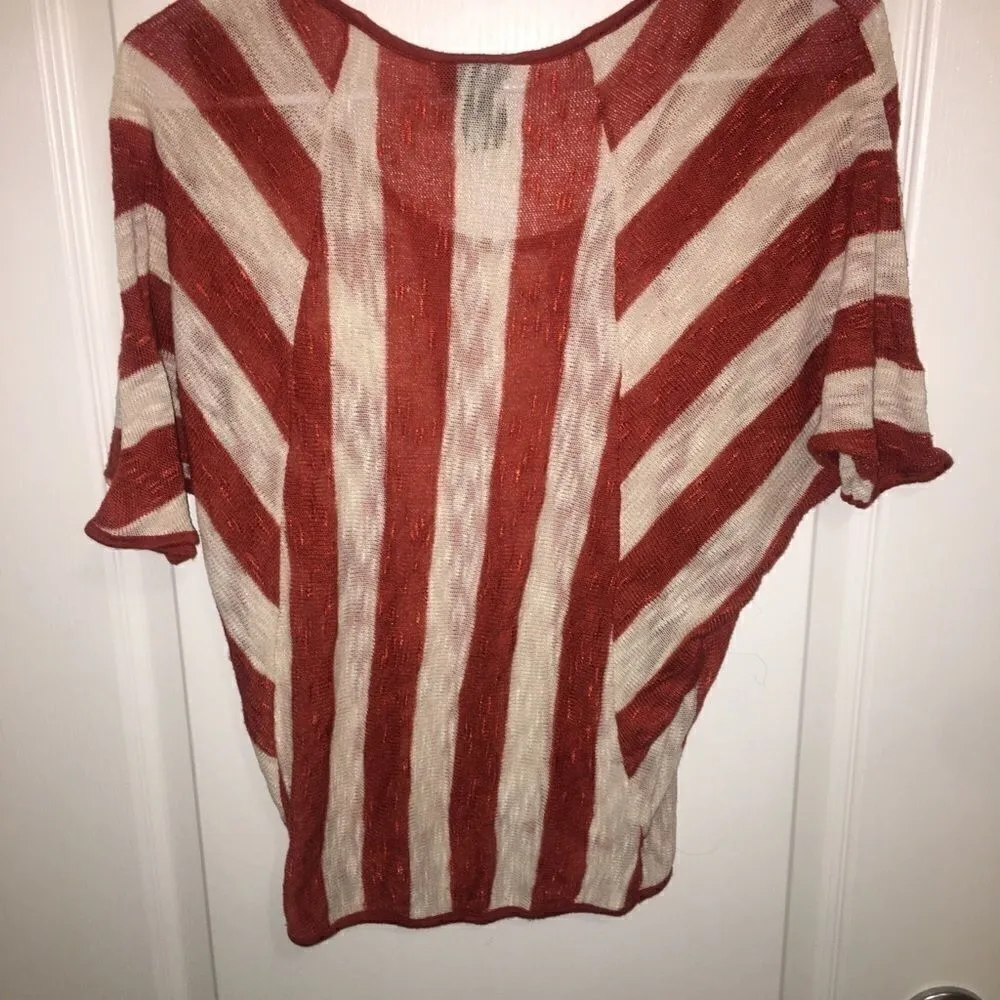 Rue 21 Women's Small Striped Blouse Rust Orange - Image 4