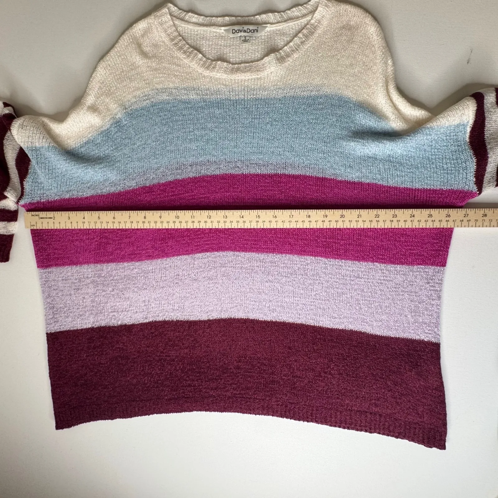 Davi & Dani Colorblock Striped Pullover Sweater Small Lightweight Knit Colorful - Image 9