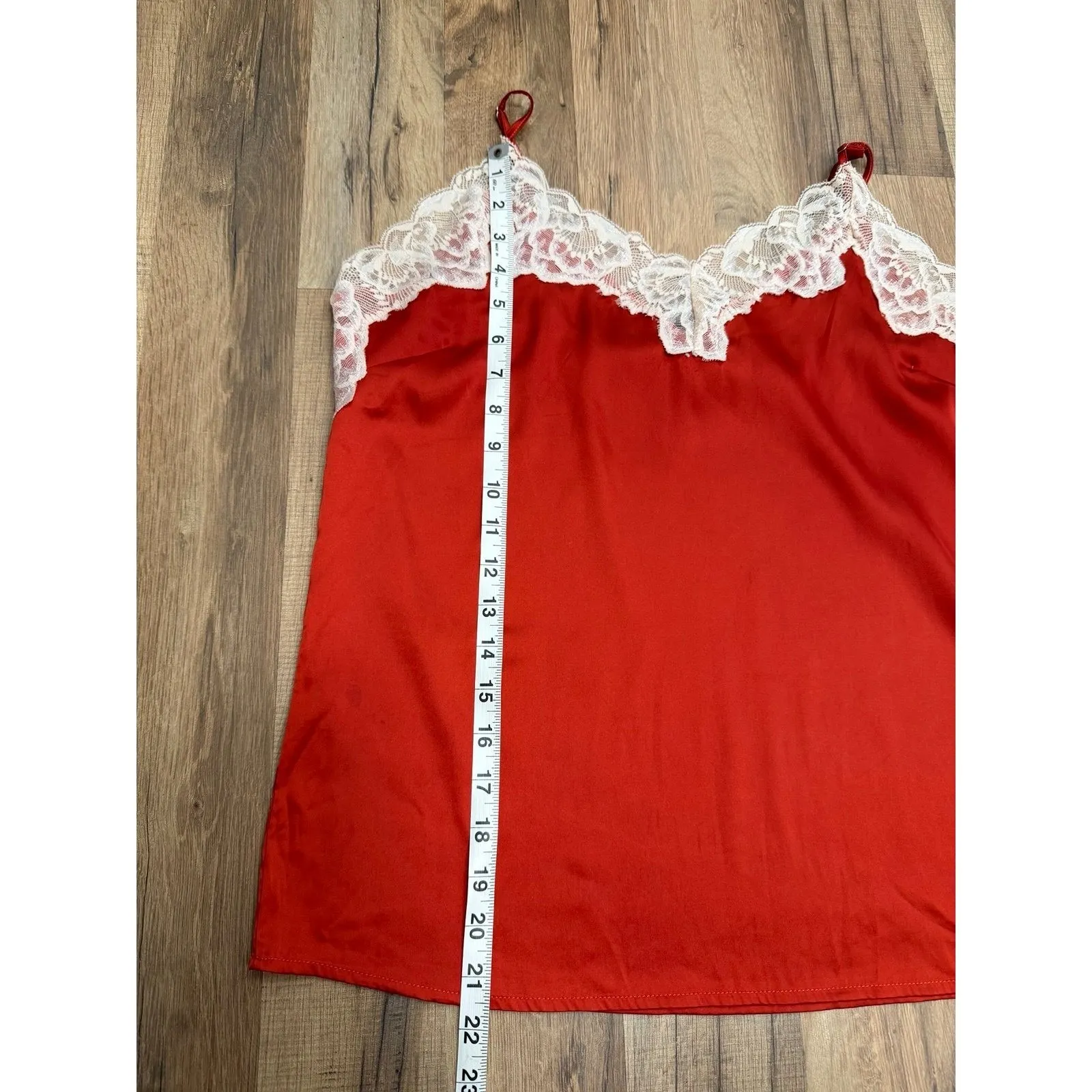 Belle‎ Vere Notte Red Satin Lace Trim Cami Tank Top Size L - Image 5