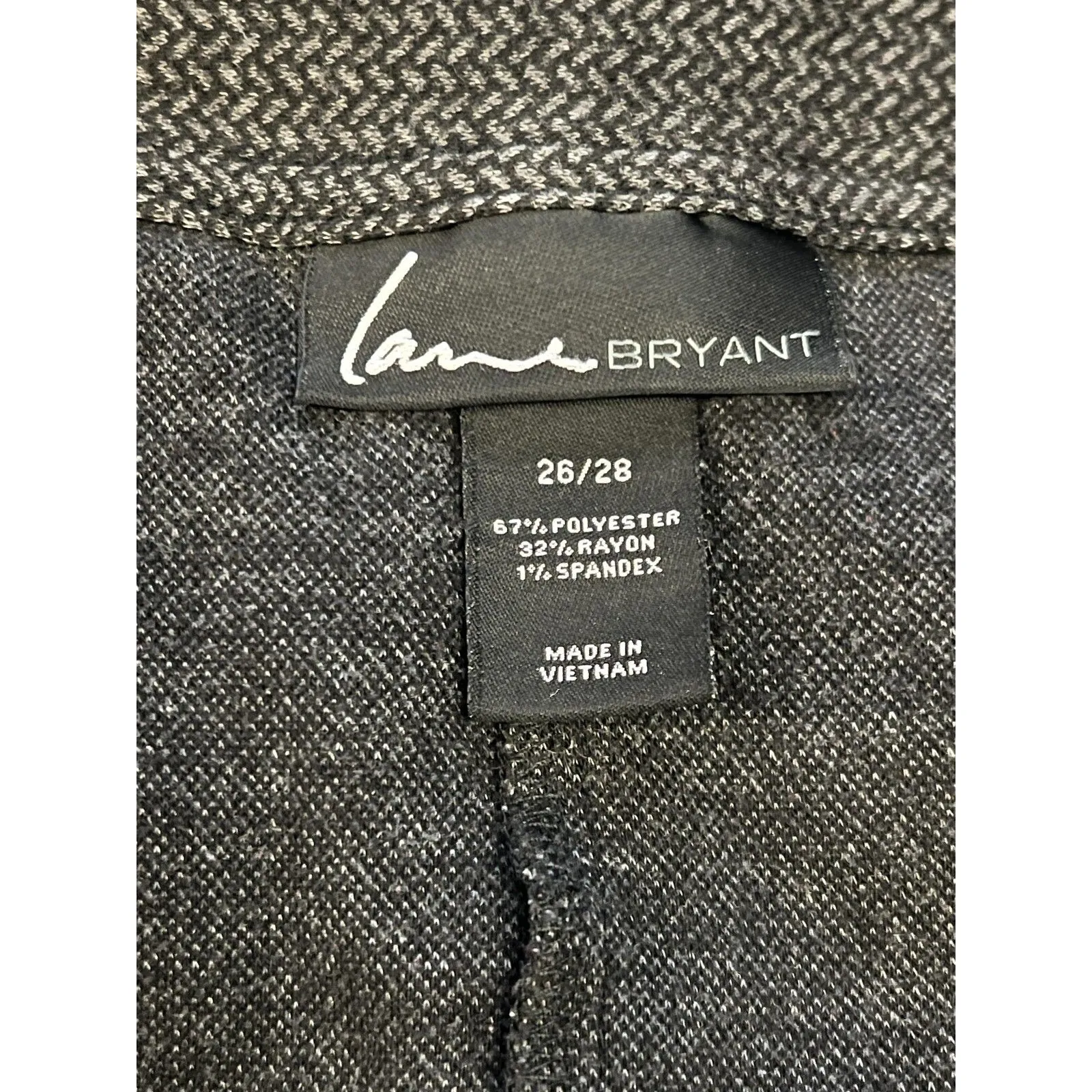 Lane Bryant Pants Womens 26/28 Gray Herringbone Pull On Wide Leg Career - Image 7