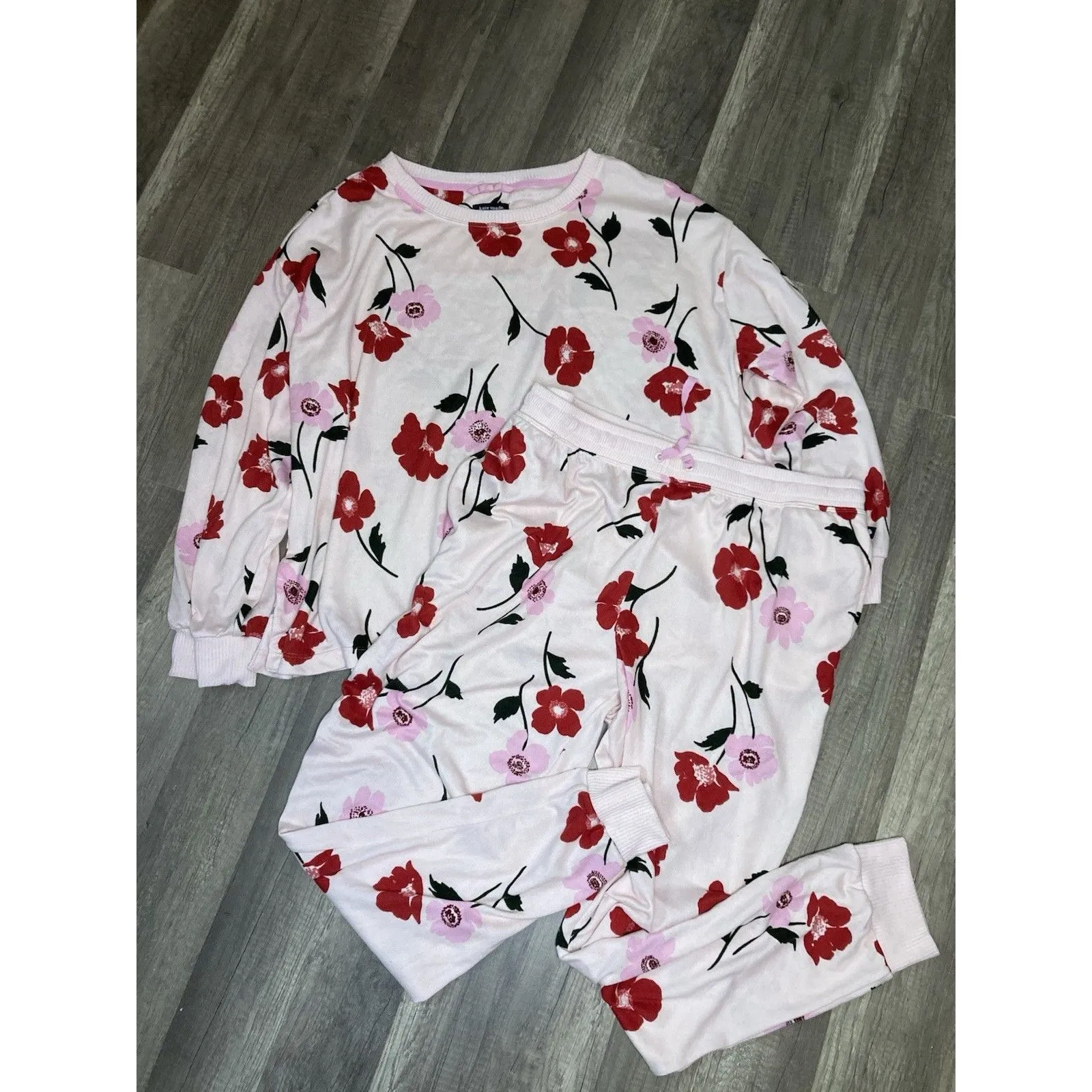 Kate Spade New York Pink Floral Roses Pajama Pant Set Womens Size XL - Image 4