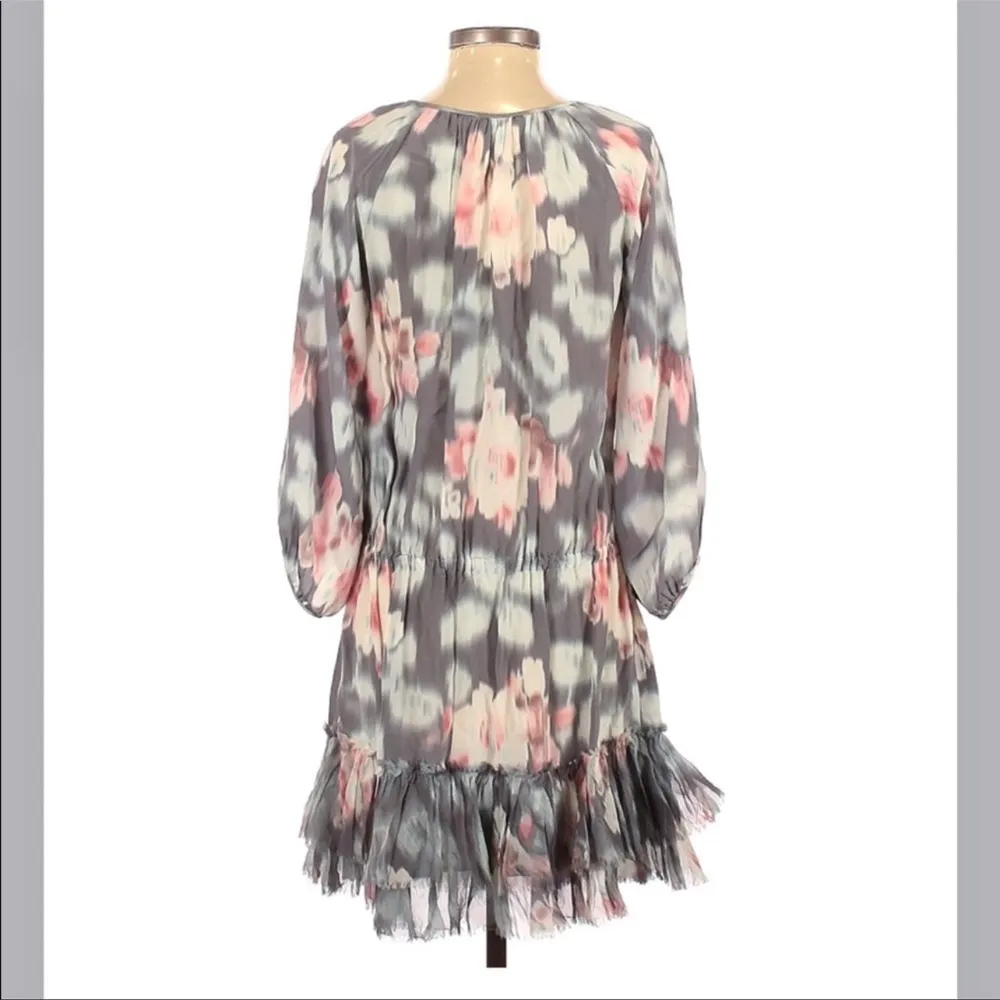 Rebecca Taylor • Mini Dress • Floral • 8 • Long Sleeve • 100% Silk • Distressed - Image 2