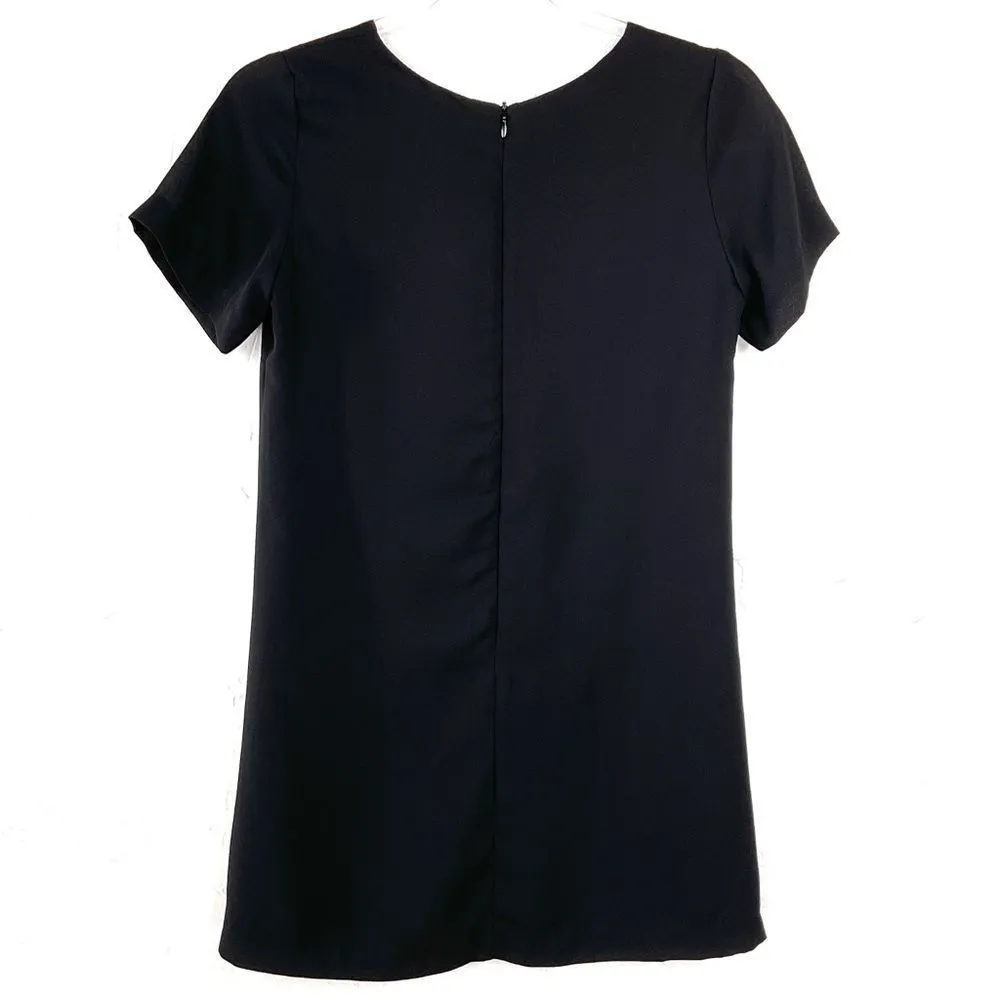Black Lace Up Short Sleeve Shift Dress X-Small XS - Image 4