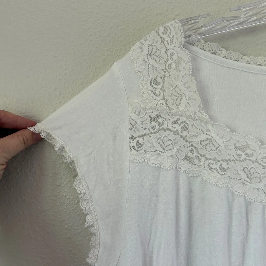 Eileen West White Modal Nightie Lace Trim Medium - Image 4