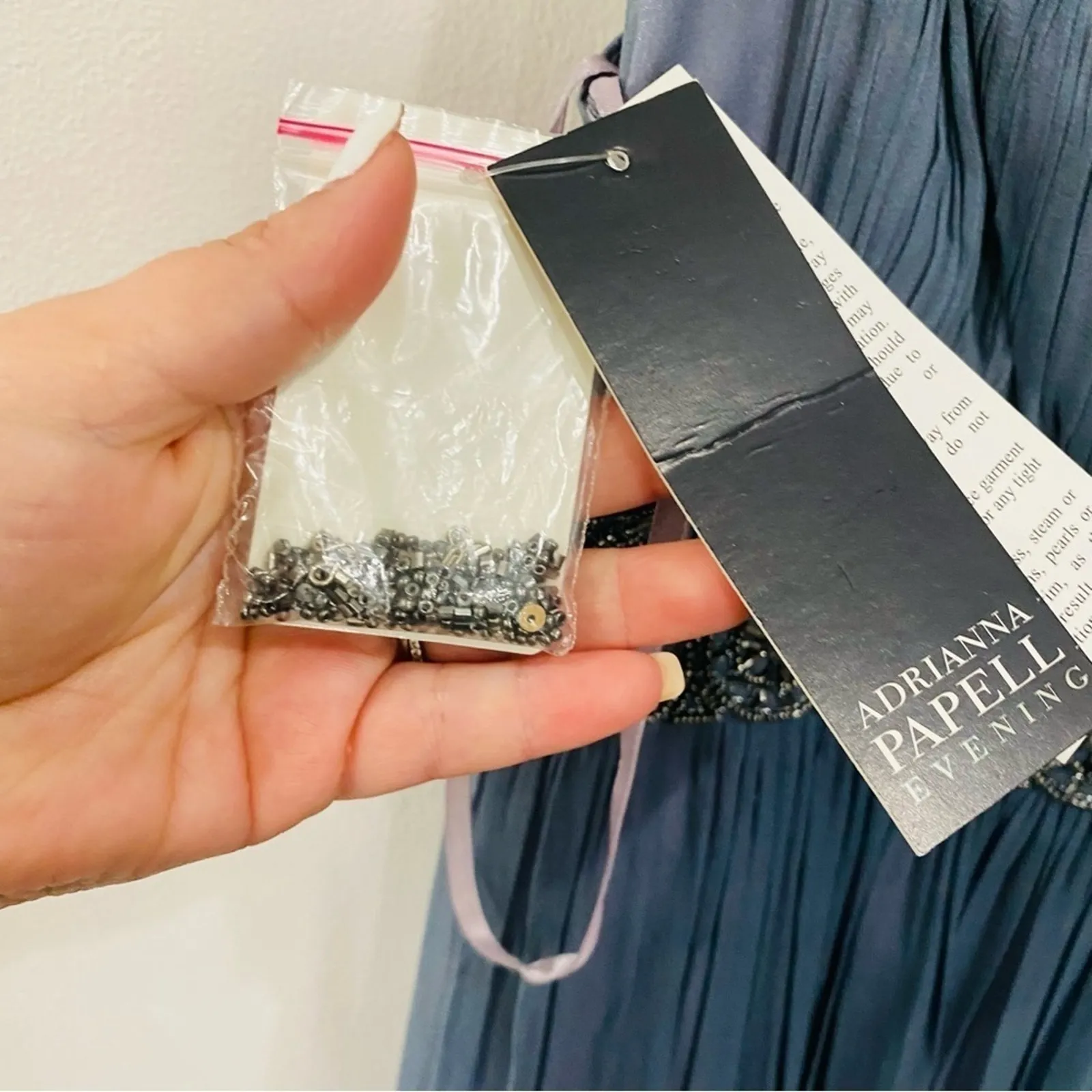 Adrianna Papell Beaded Empire Waist Evening Dress Steel Blue Sz 12 NWT Formal - Image 10