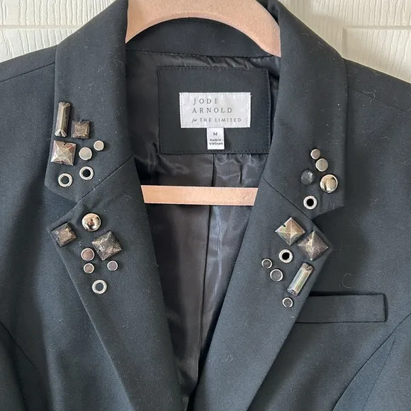 The Limited Jodi Arnold | Black Lined Jeweled Collar Blazer Jacket Sz‎ Med - Image 5