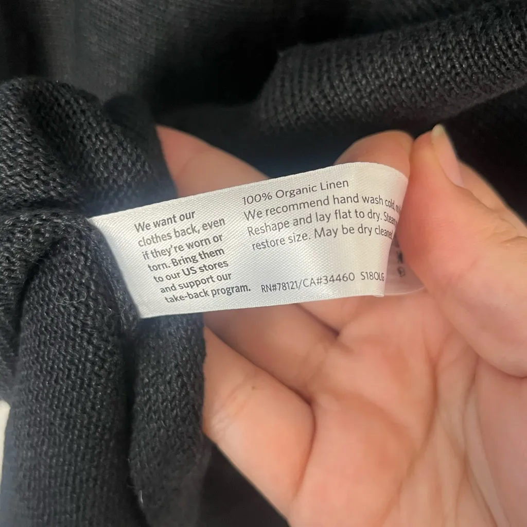 New Eileen fisher black bateau neck knit 100% Linen top asymmetrical size XS - Image 4